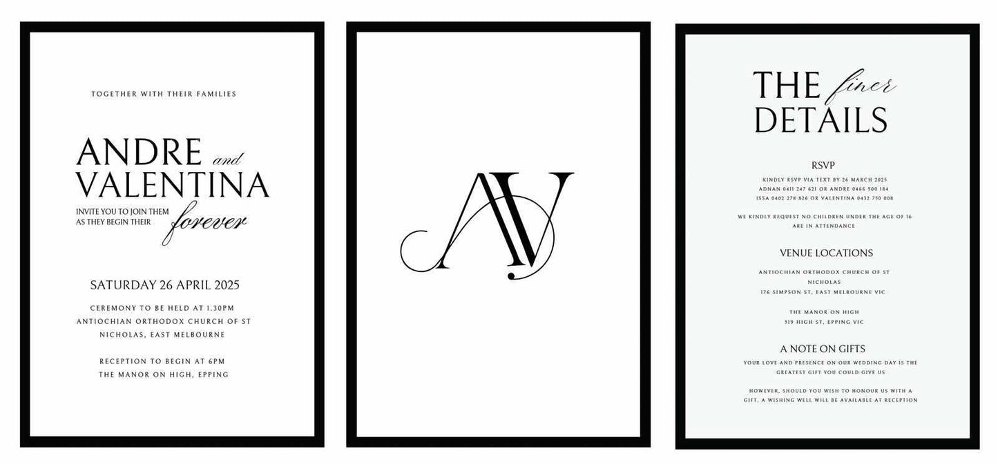 Black & White Minimalist Single Card Invitations