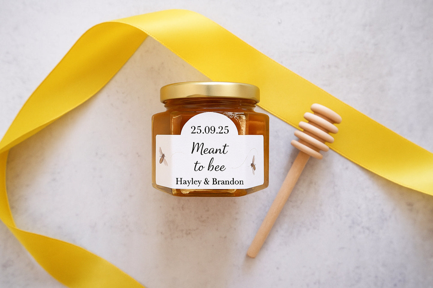 Personalised Honey Jar with Wooden Dipper