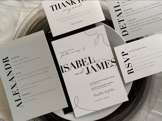 Black & White Minimalist Single Card Invitations