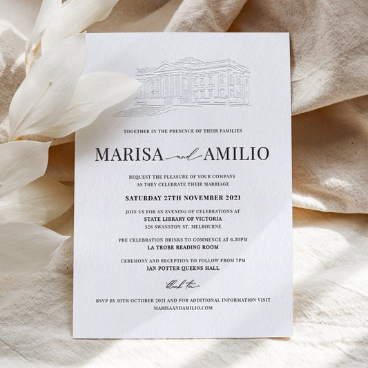 Embossed Venue Sketch Invitation
