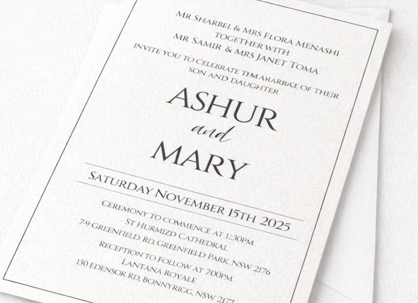 Black & White Minimalist Single Card Invitations