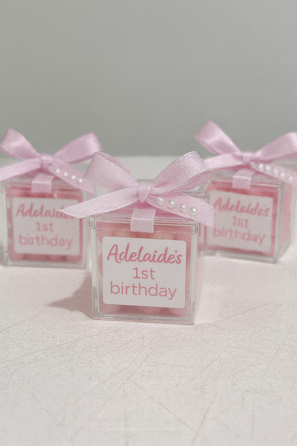 Small Acrylic Favour Box with Ribbon & Acrylic Tag