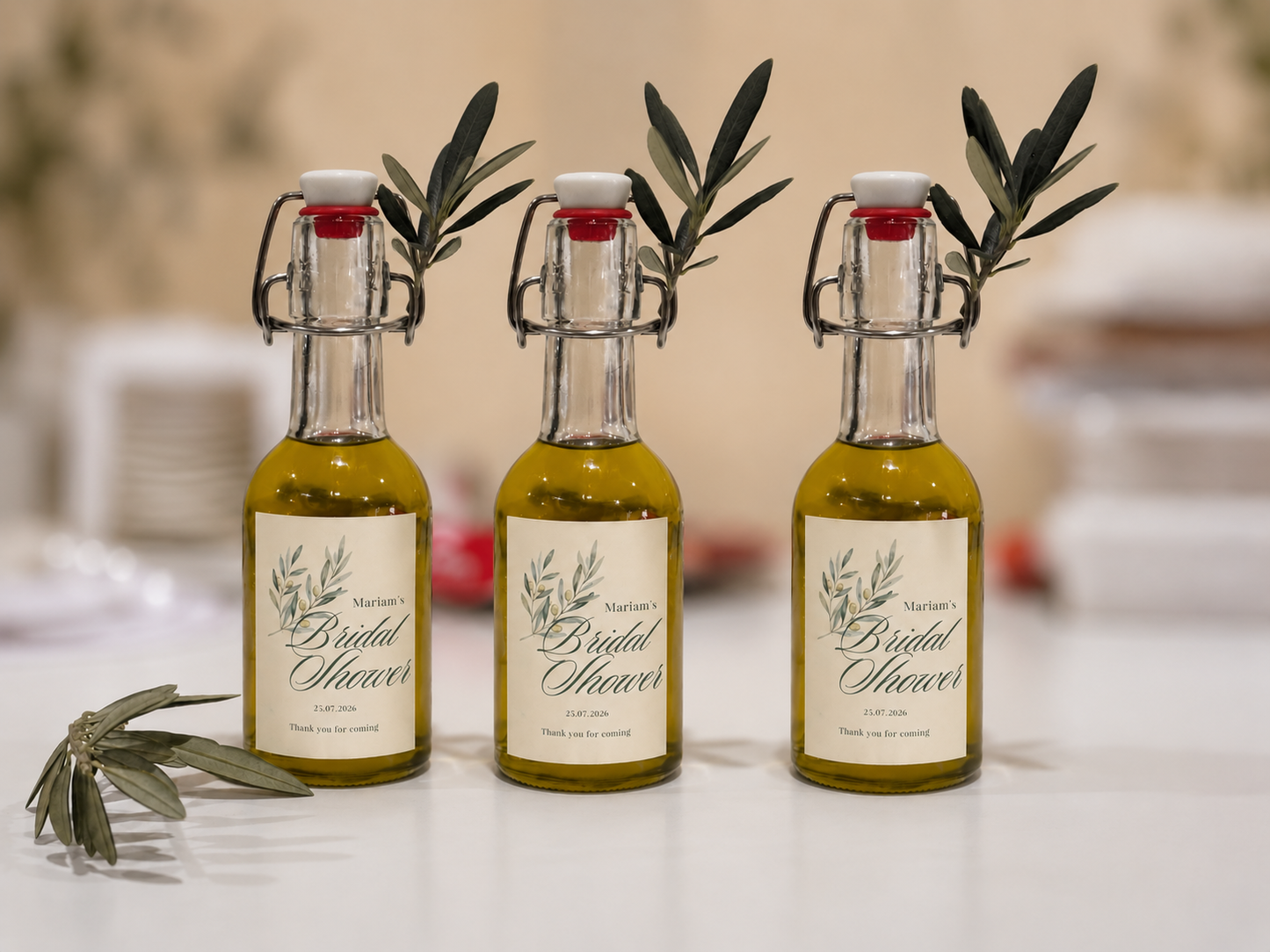 Personalised 250ml Glass Bottle Olive Oil Favours