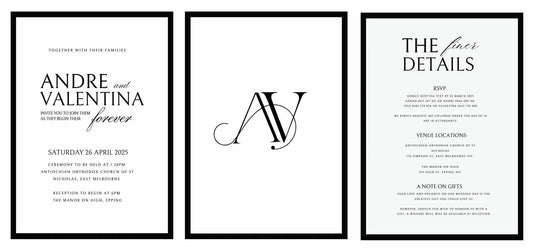 Black & White Minimalist Single Card Invitations